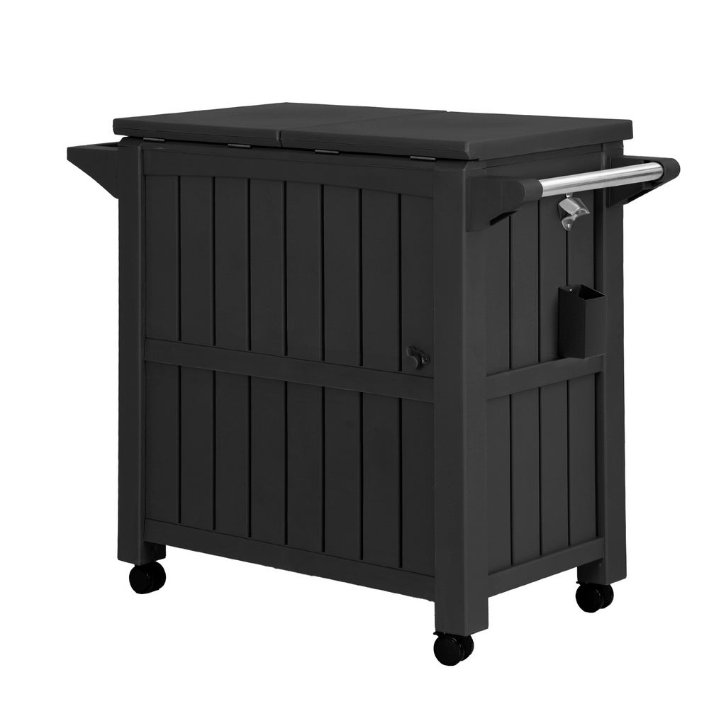 Gardeon 80L Outdoor Storage Cabinet Ice Bucket Cooler Black Trolley