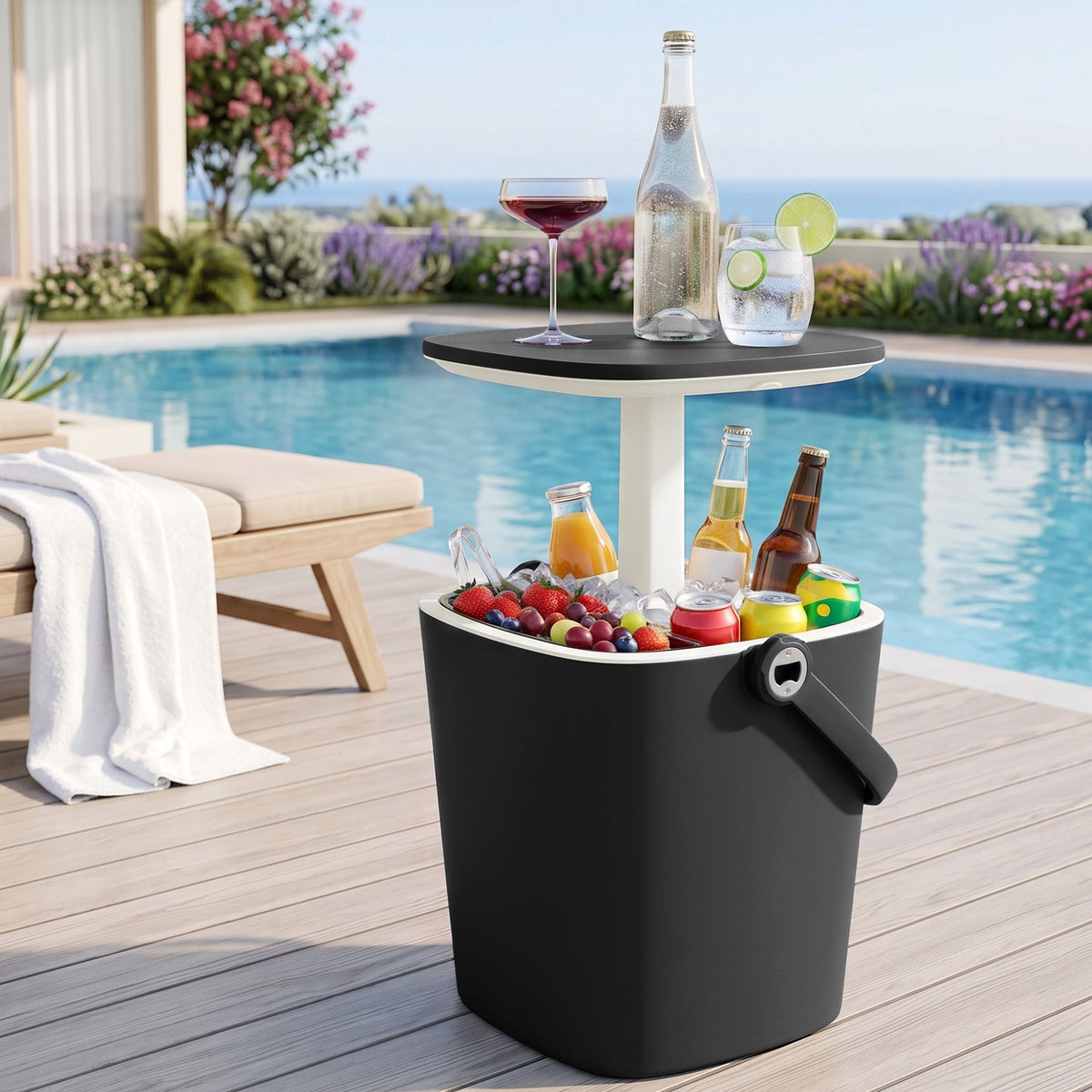 Gardeon 2-in-1 Outdoor Bar Table with 15L Ice Bucket Black