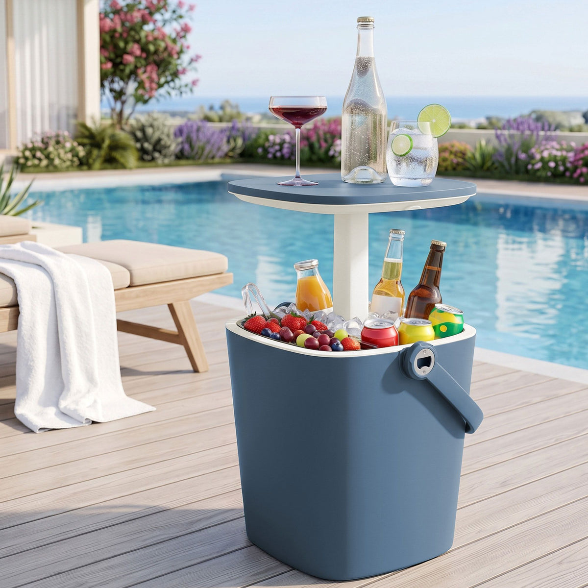 Gardeon 2-in-1 Outdoor Ice Bucket Bar Table 15L Blue