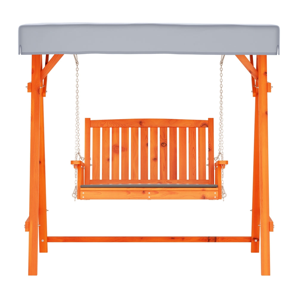 Gardeon 2-Seater Wooden Swing Chair Teak Adjustable Canopy