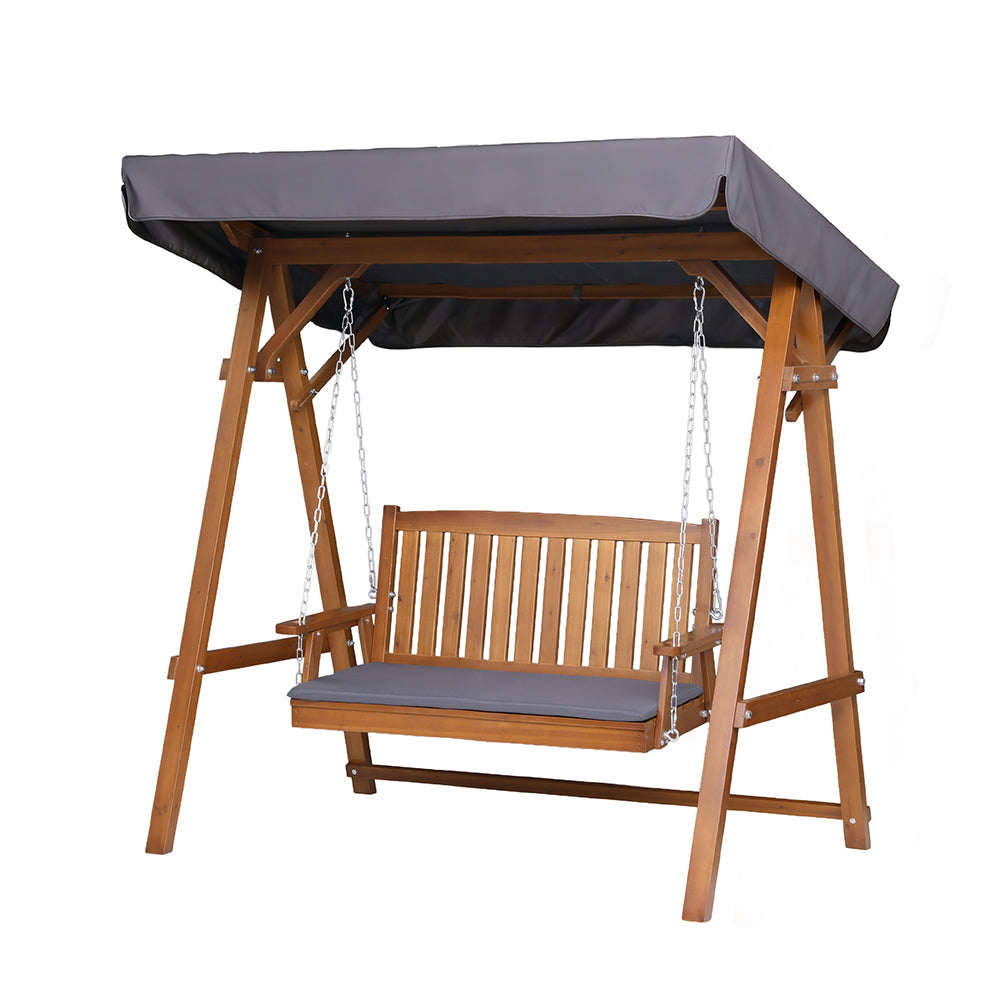 Gardeon Swing Chair Wooden Garden Bench 2 Seater Canopy Outdoor Furniture