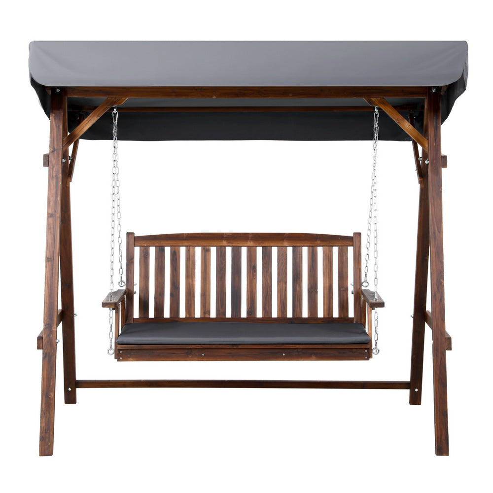 Gardeon 3-Seater Wooden Swing Chair Outdoor Charcoal