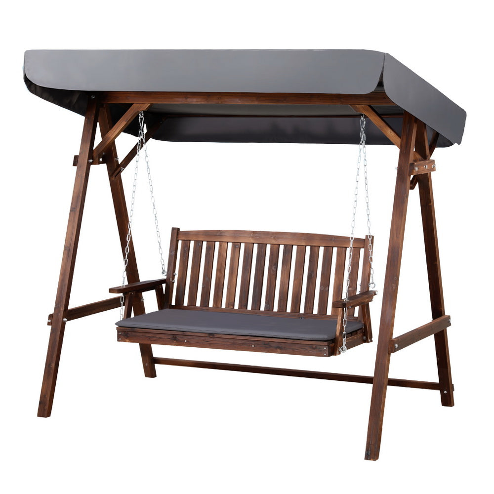 Gardeon 3-Seater Wooden Swing Chair Outdoor Charcoal
