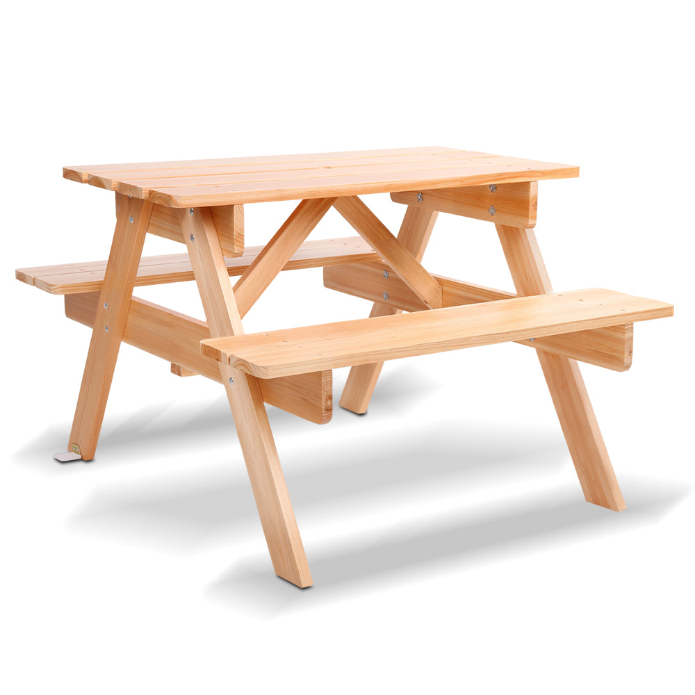 Keezi Kids Wooden Picnic Table and Bench Set Outdoor/Indoor Natural Wood