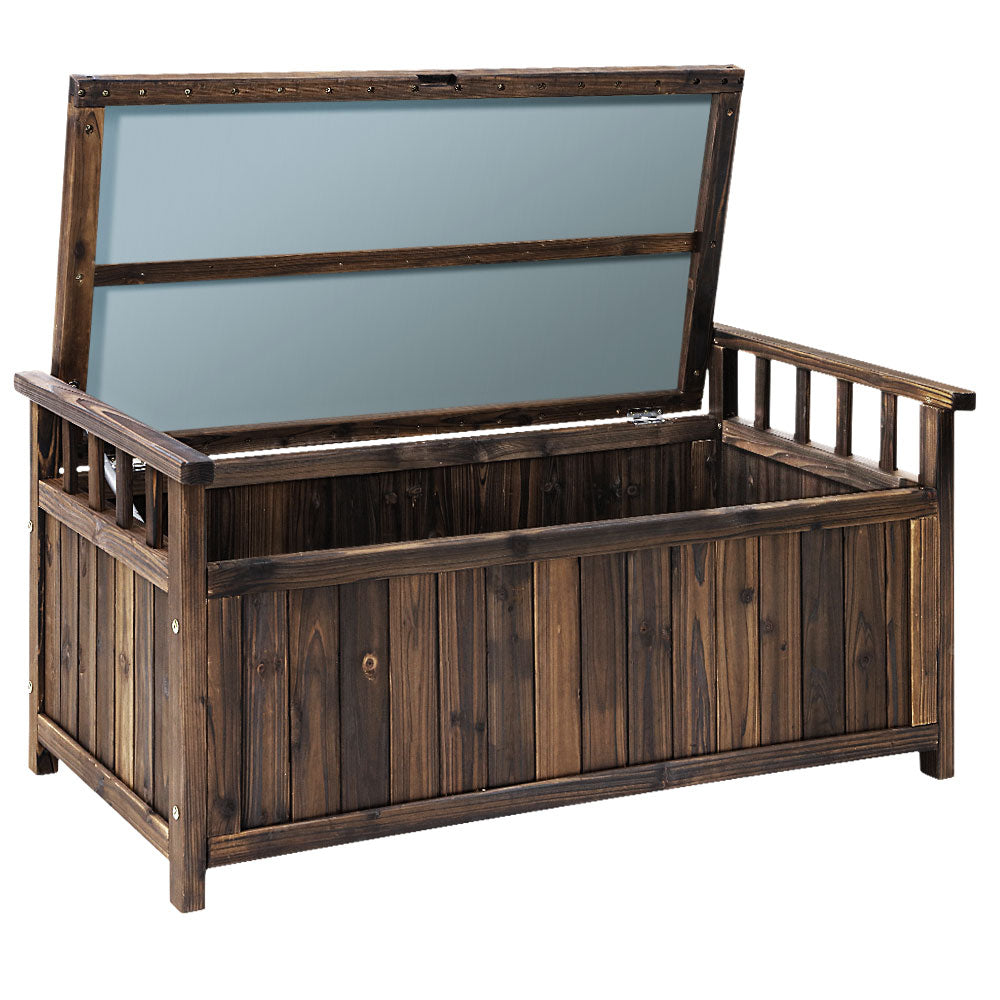 Gardeon 160L Outdoor Storage Bench Charcoal Wood Garden Patio