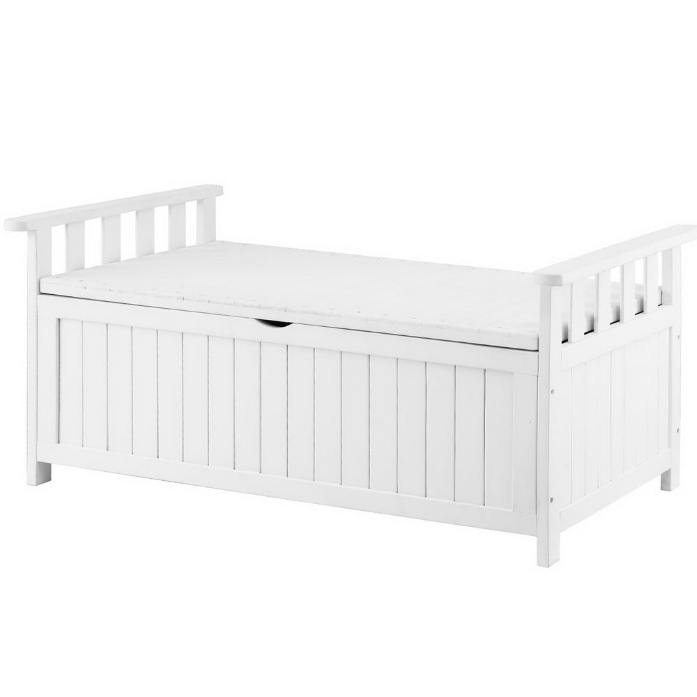 Gardeon Wooden Outdoor Storage Bench Box 160L White