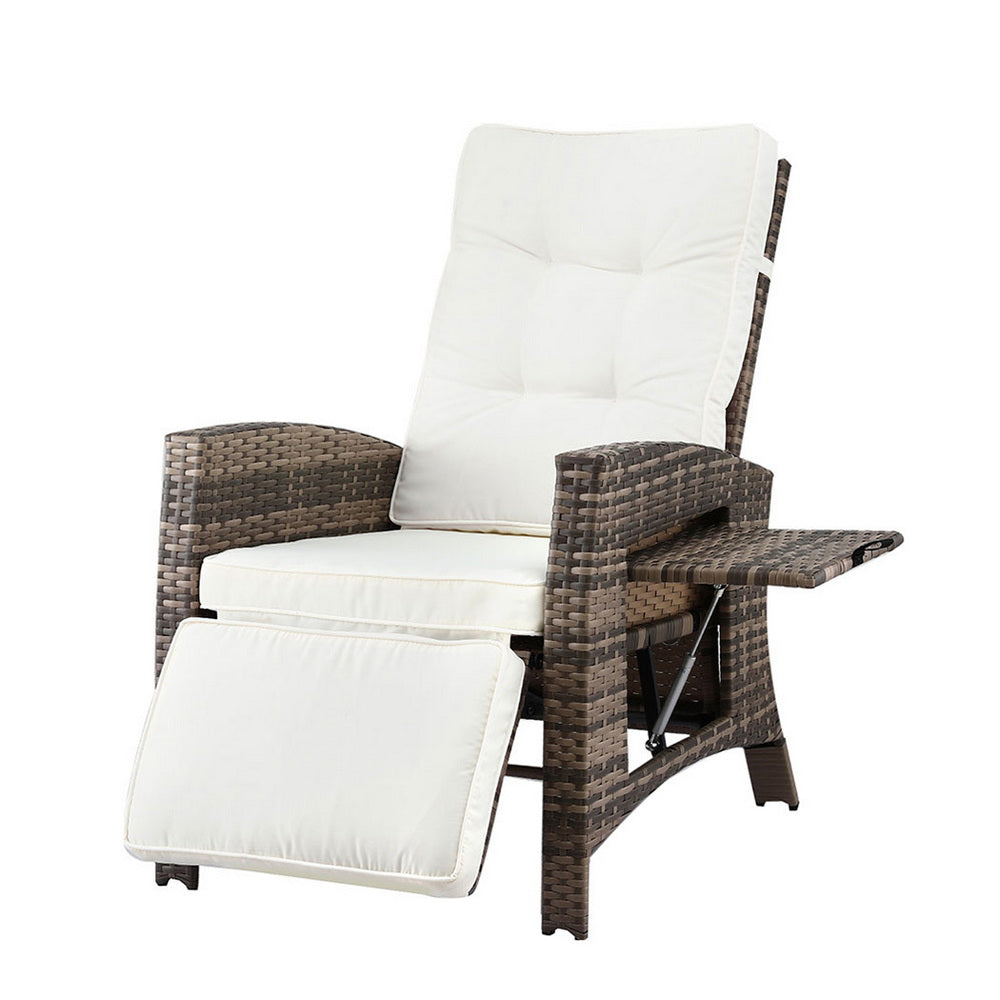 Gardeon Wicker Outdoor Recliner Sun Lounger Brown