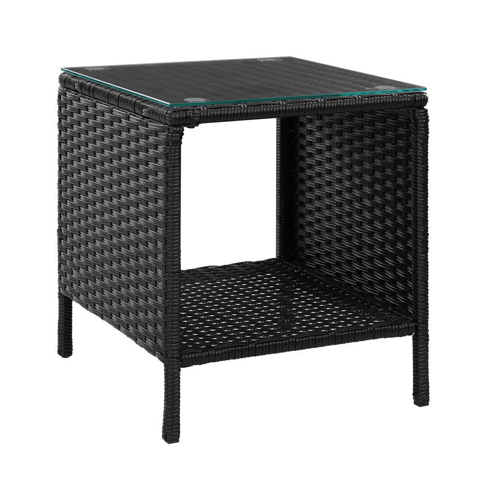 Gardeon Wicker Coffee Side Table Rattan Black