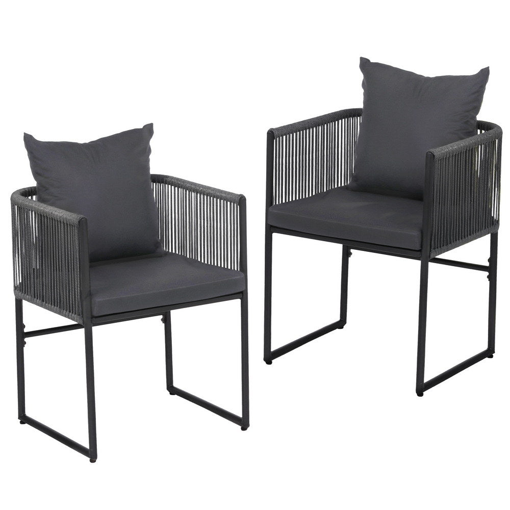 Gardeon 2 Piece Outdoor Dining Chairs Woven Rope Patio Furniture