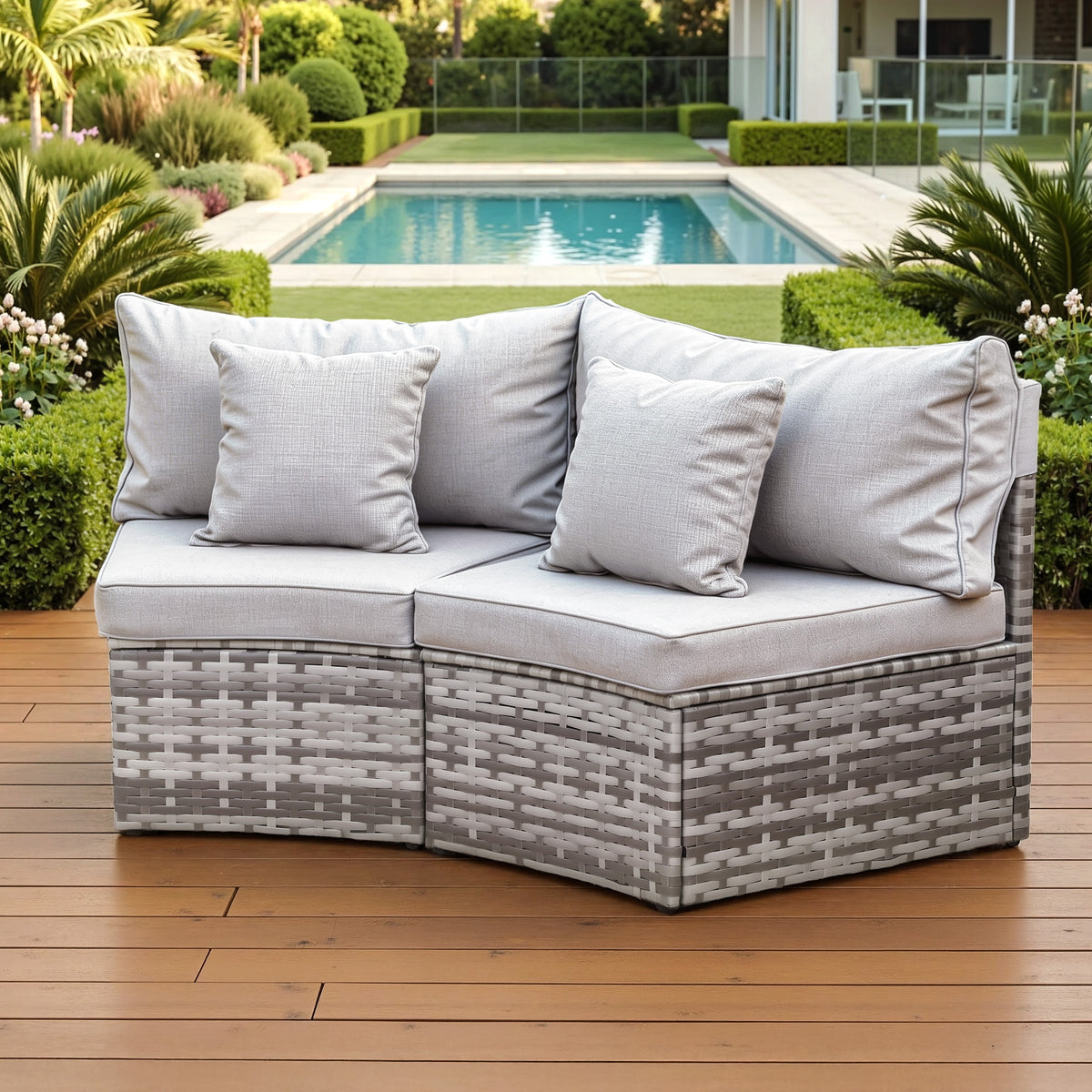 Gardeon 2 PCS Outdoor Rattan Modular Sofa Set Grey