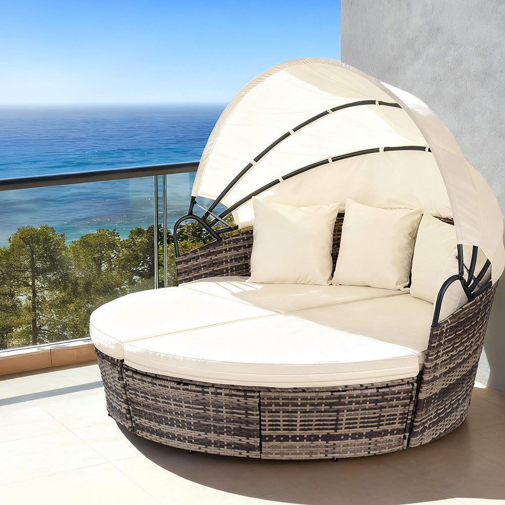 Gardeon Outdoor Day Bed Sun Lounge Set of 3 Beige