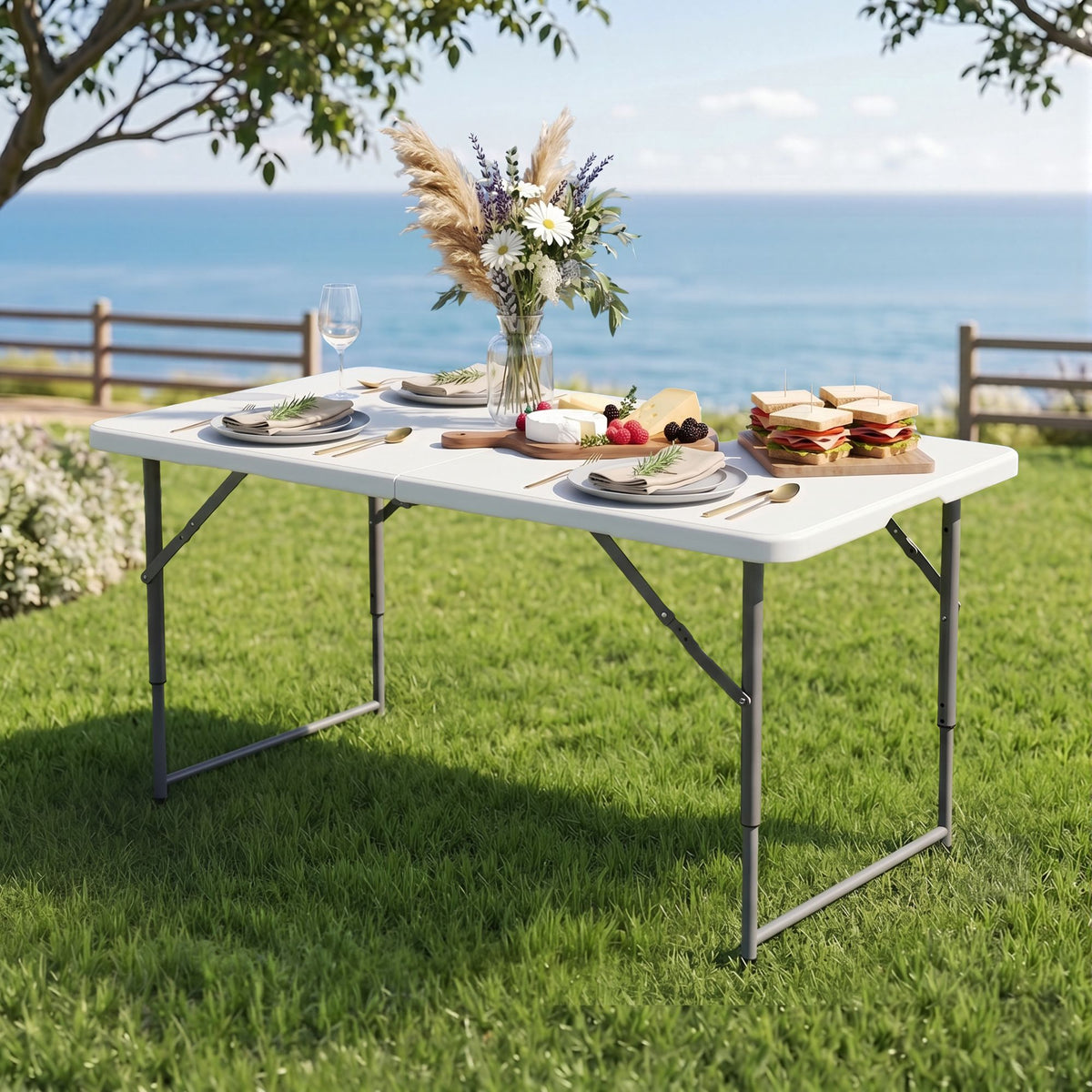 Gardeon 123cm Portable Folding Camping Table Adjustable Height