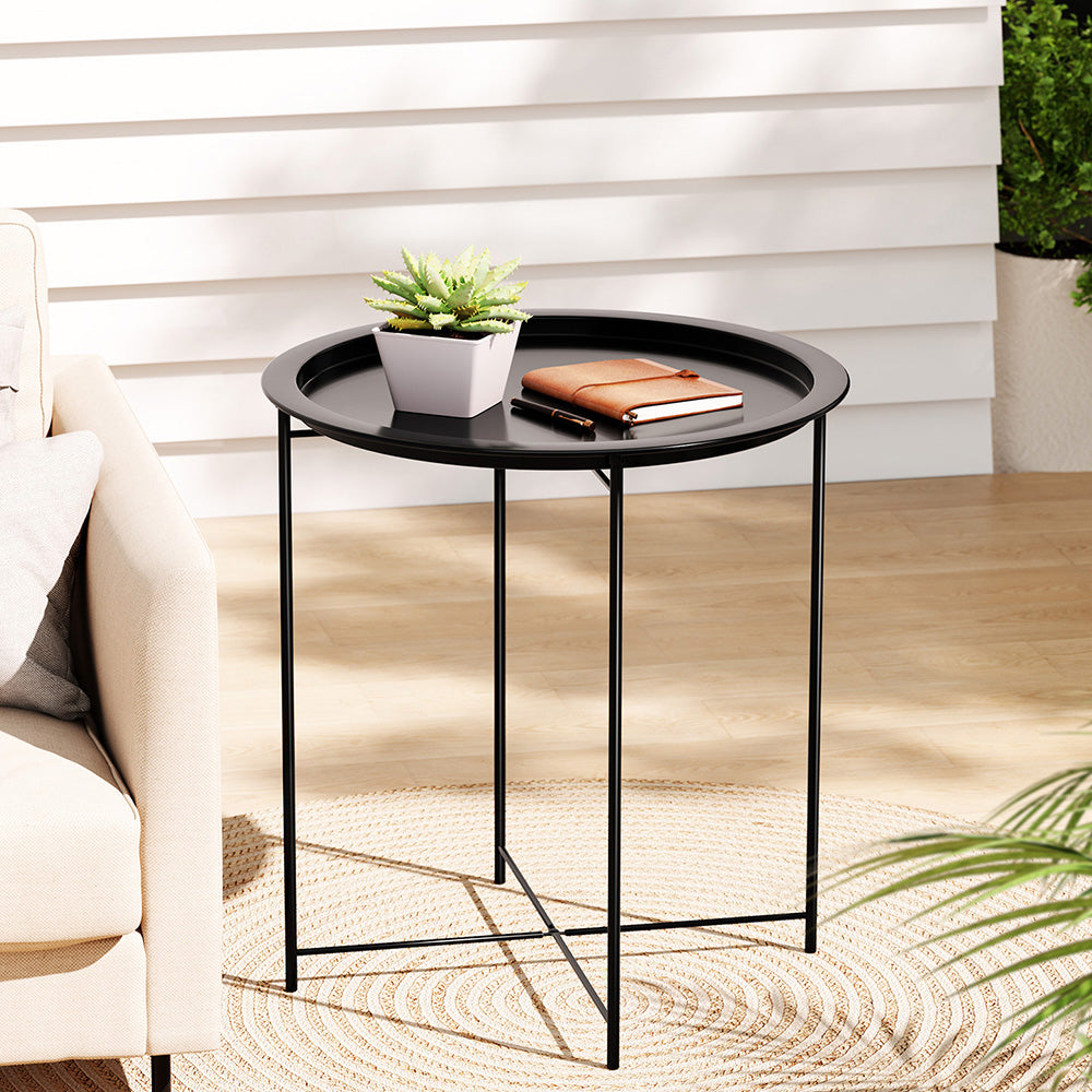 Gardeon Steel Outdoor Side Table Black