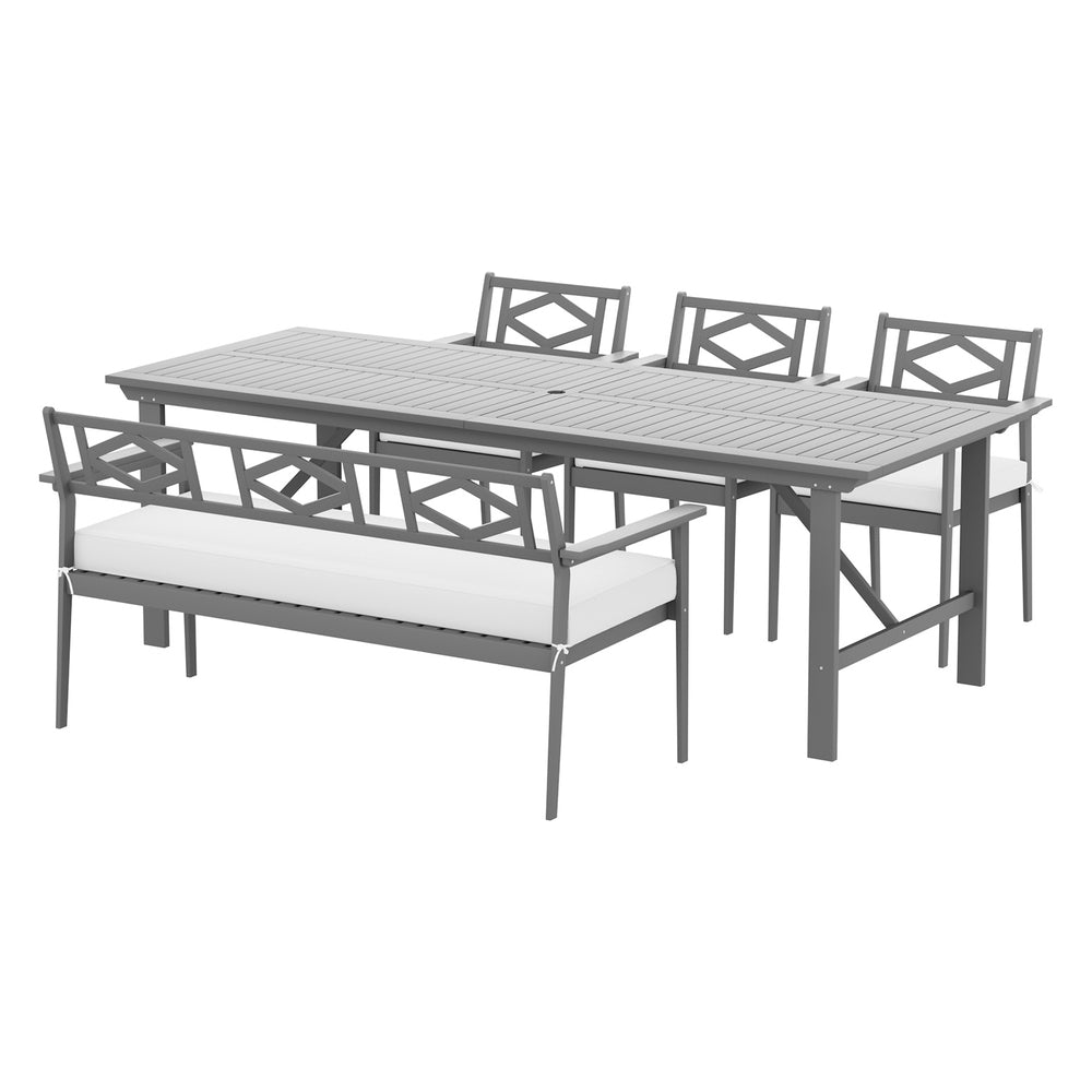 Gardeon 5-Piece Outdoor Dining Set Wooden Table Chairs Grey