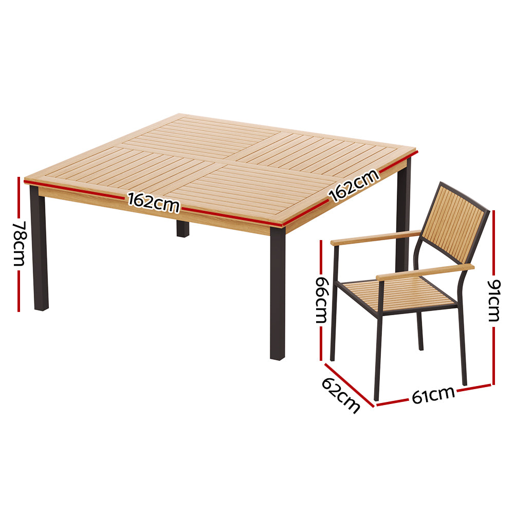 Gardeon 9-Piece Outdoor Dining Set Acacia Wood Oak