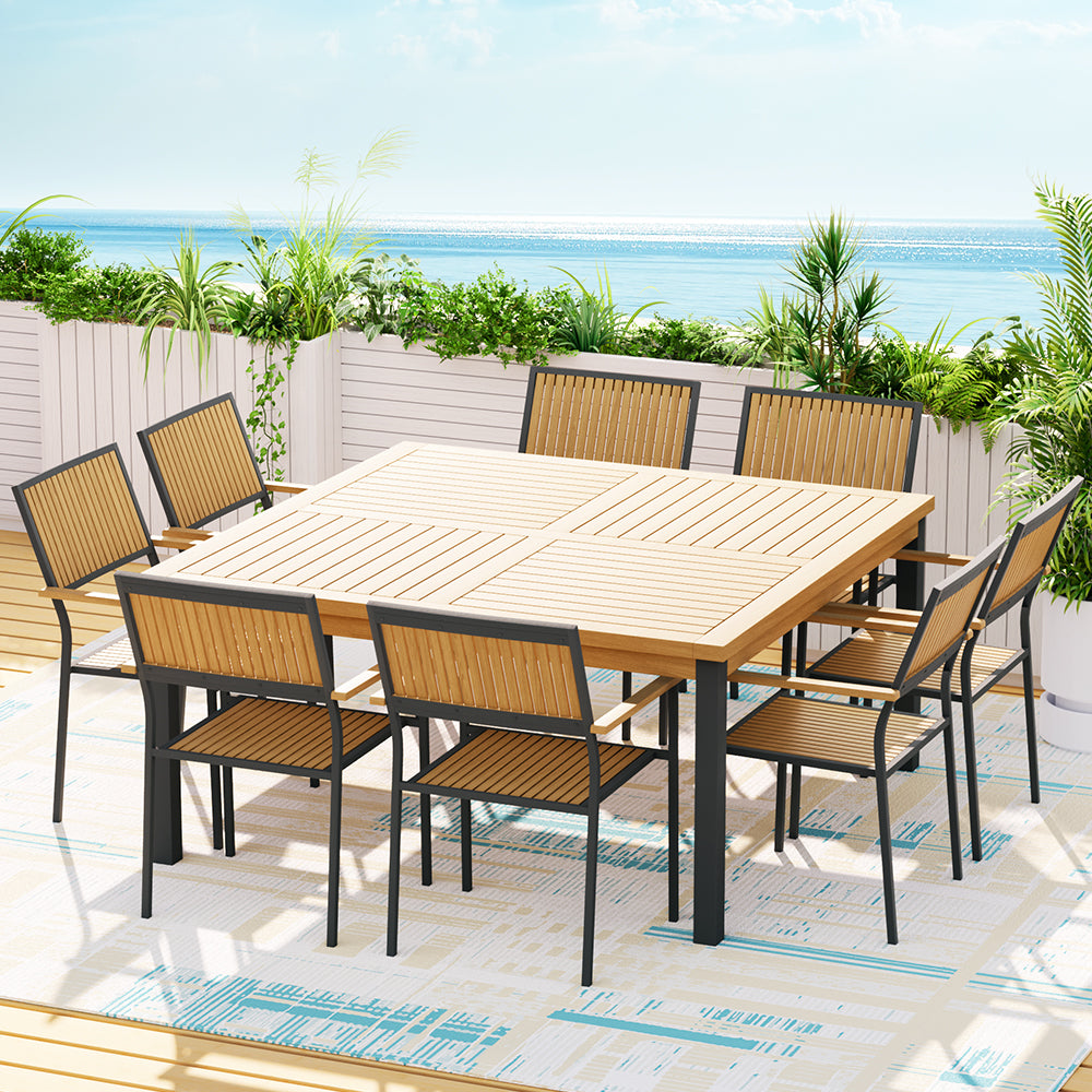 Gardeon 9-Piece Outdoor Dining Set Acacia Wood Oak