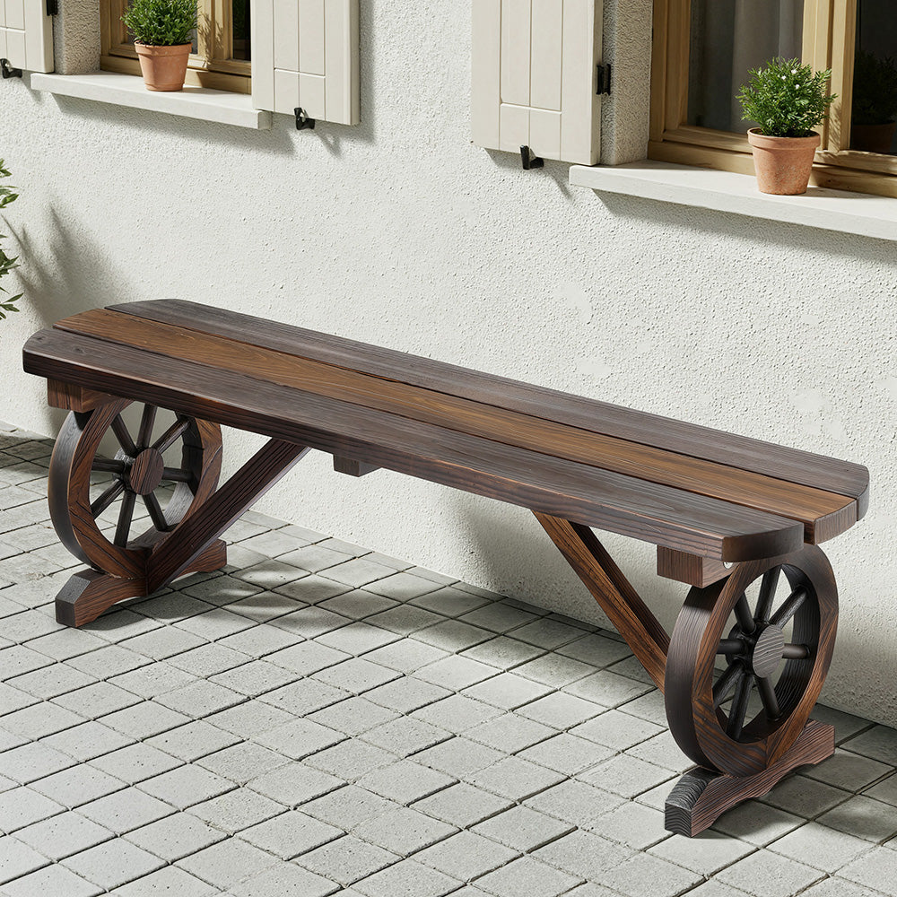 Gardeon Wooden Wagon Wheel Garden Bench Seat 2 Seater