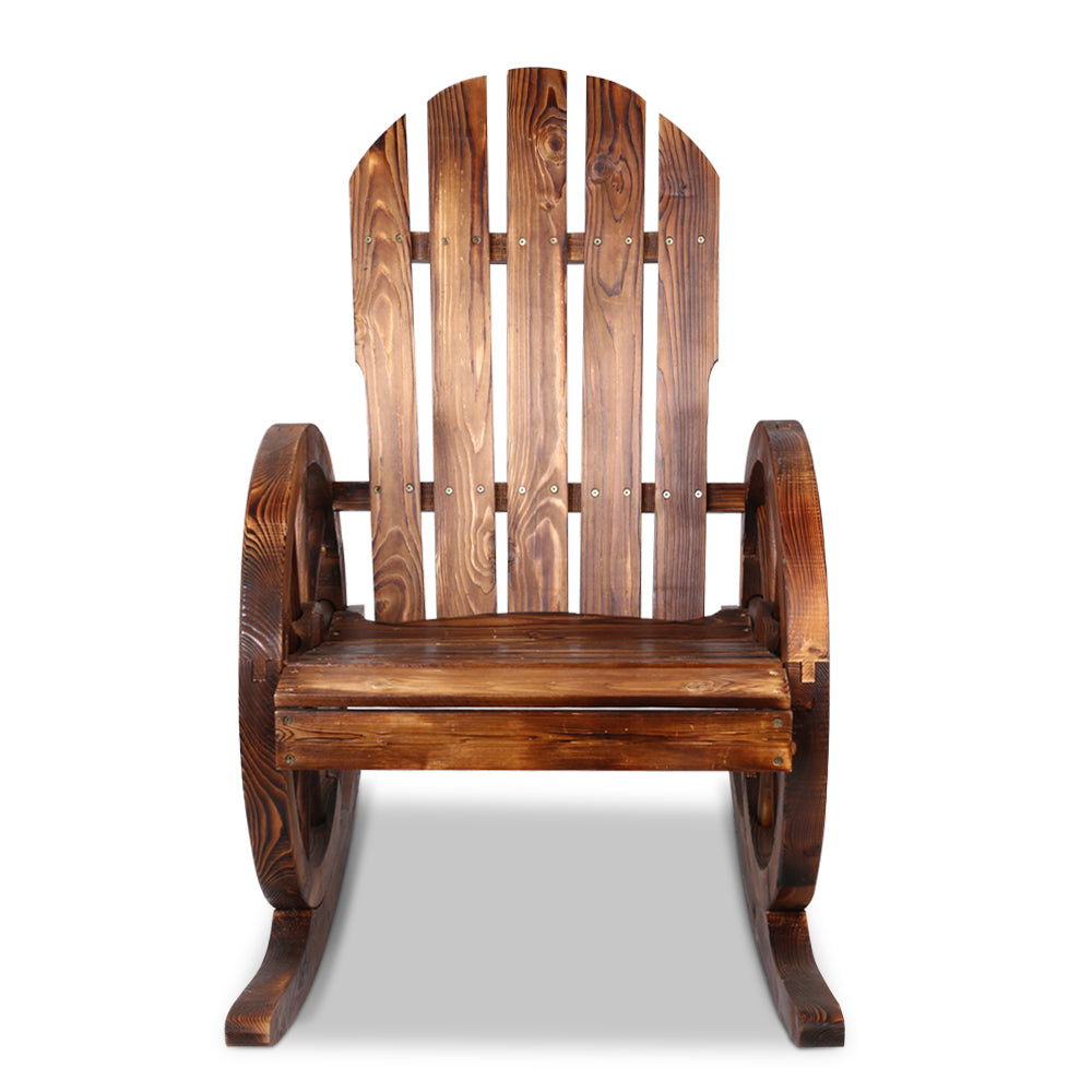 Gardeon Brown Wagon Wheels Rocking Chair Outdoor Furniture