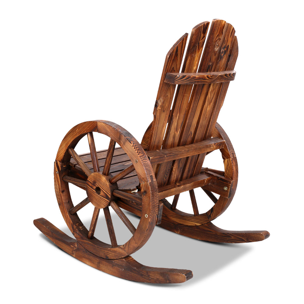 Gardeon Brown Wagon Wheels Rocking Chair Outdoor Furniture