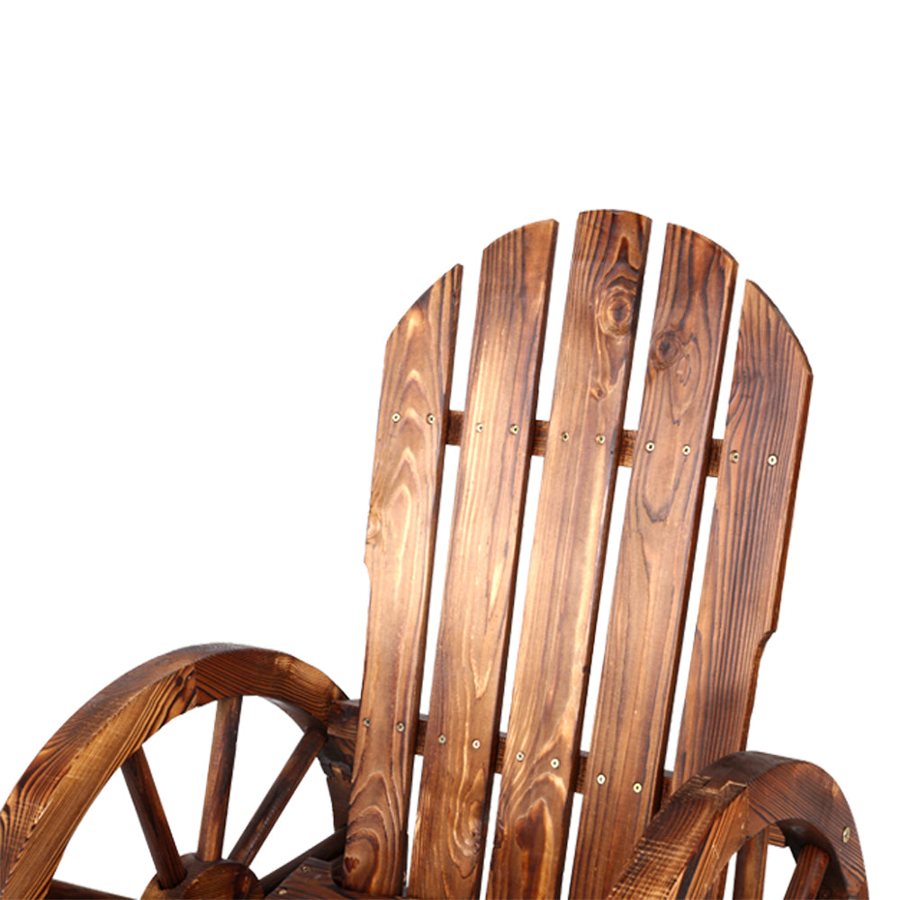 Gardeon Brown Wagon Wheels Rocking Chair Outdoor Furniture