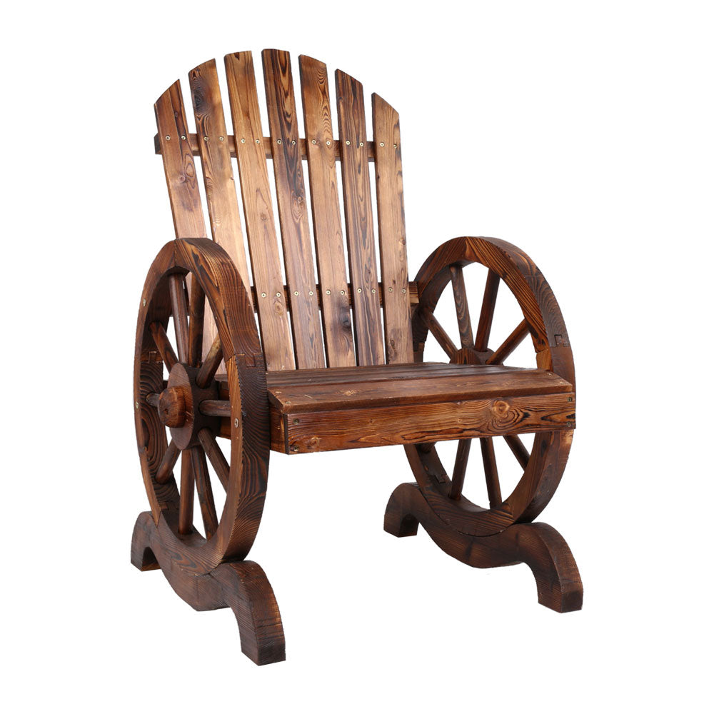 Gardeon Outdoor Wooden Wagon Chair Rustic Brown