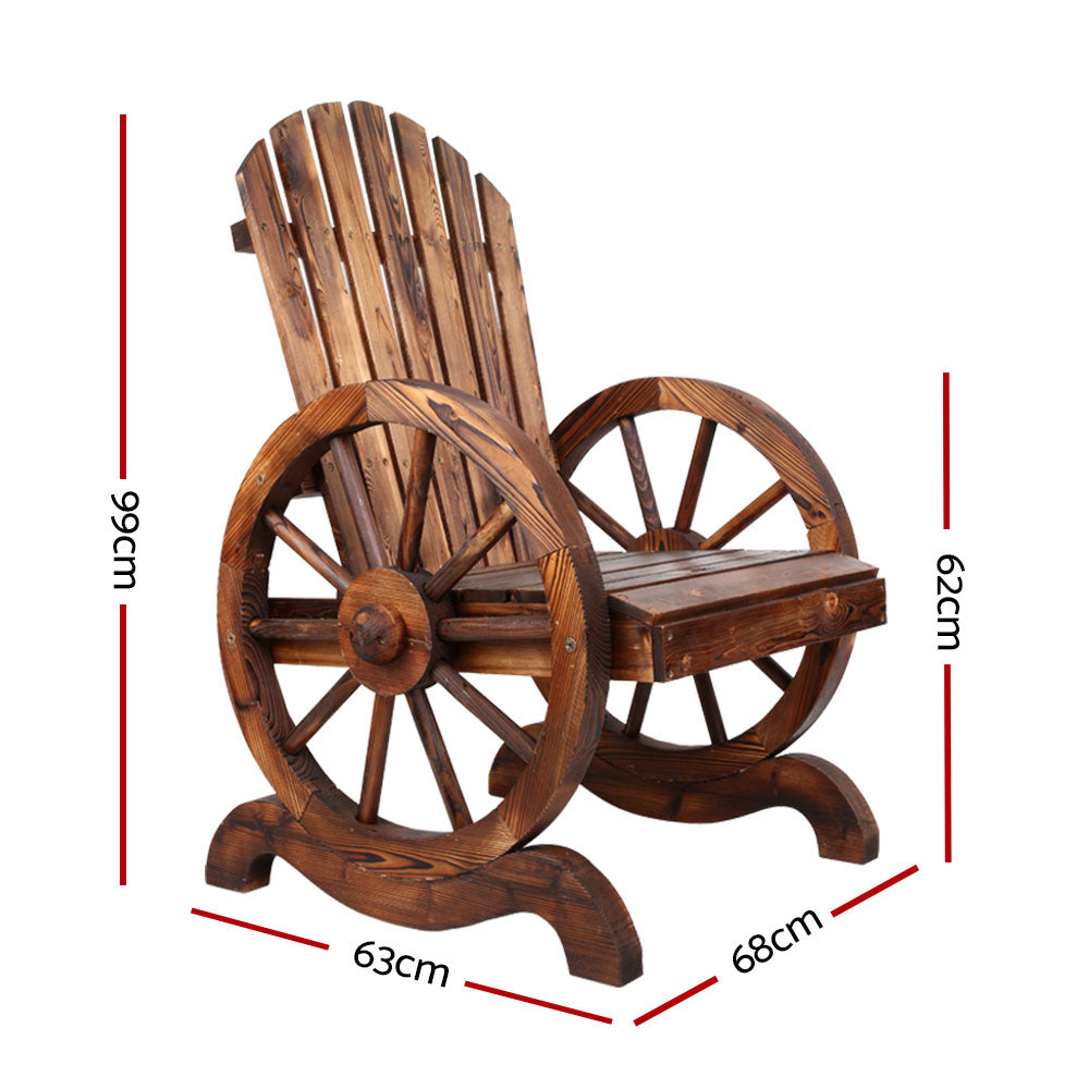 Gardeon Outdoor Wooden Wagon Chair Rustic Brown