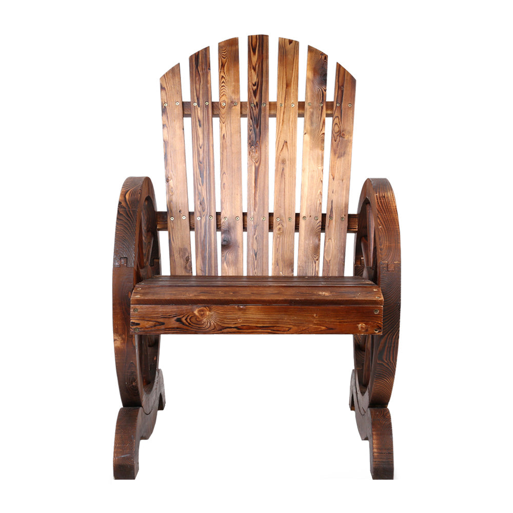 Gardeon Outdoor Wooden Wagon Chair Rustic Brown