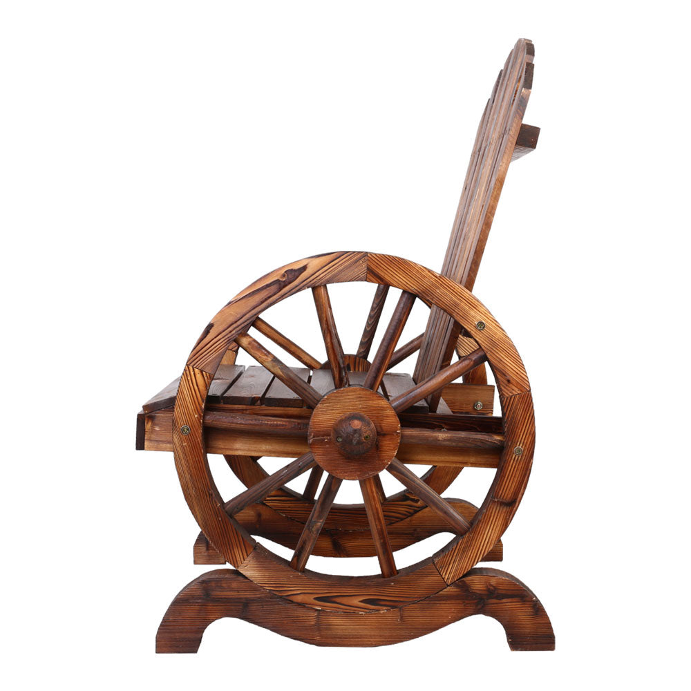 Gardeon Outdoor Wooden Wagon Chair Rustic Brown