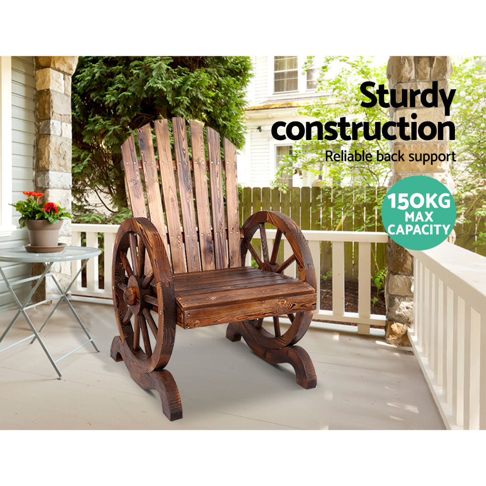 Gardeon Outdoor Wooden Wagon Chair Rustic Brown