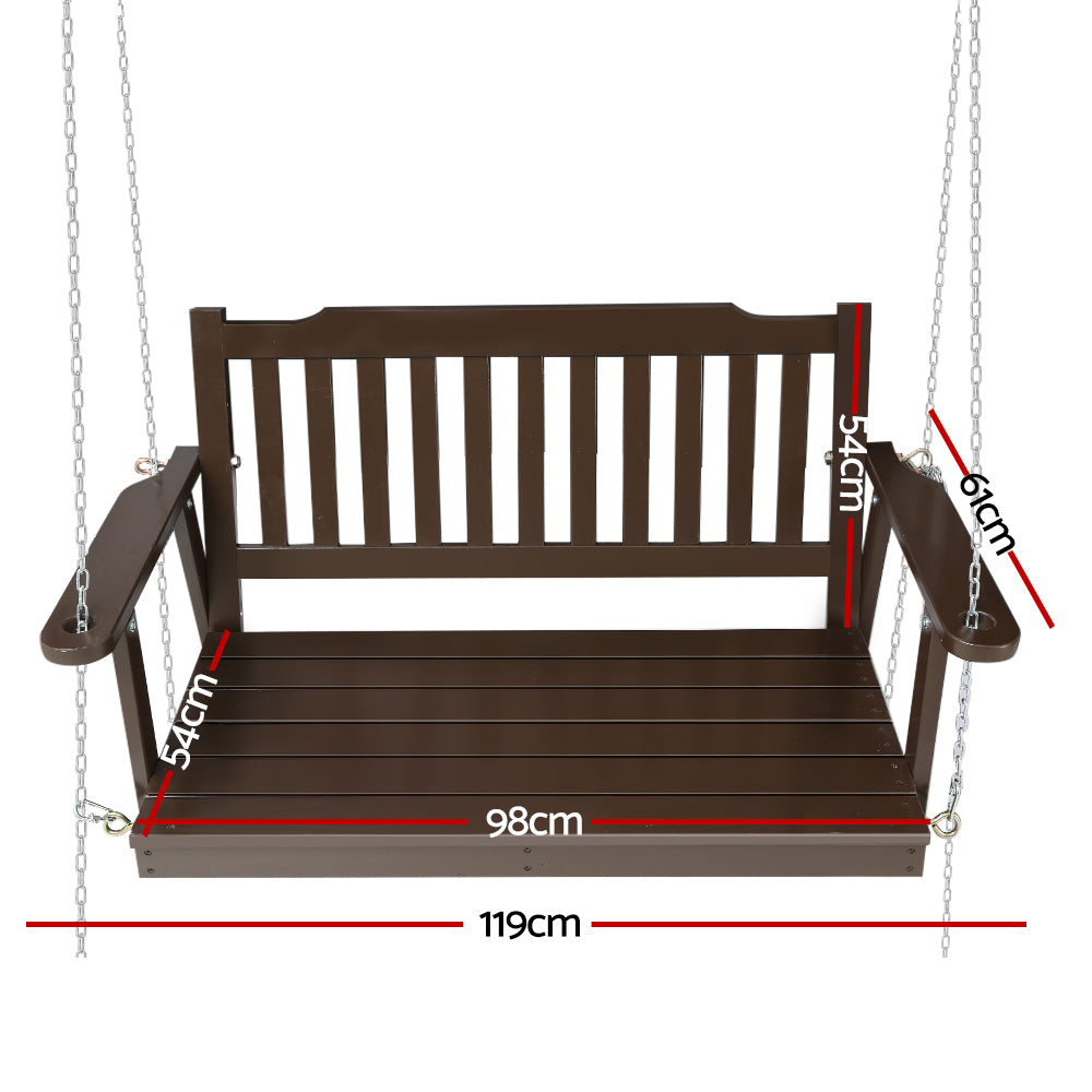 Gardeon 2-Seater Wooden Porch Swing Chair Brown