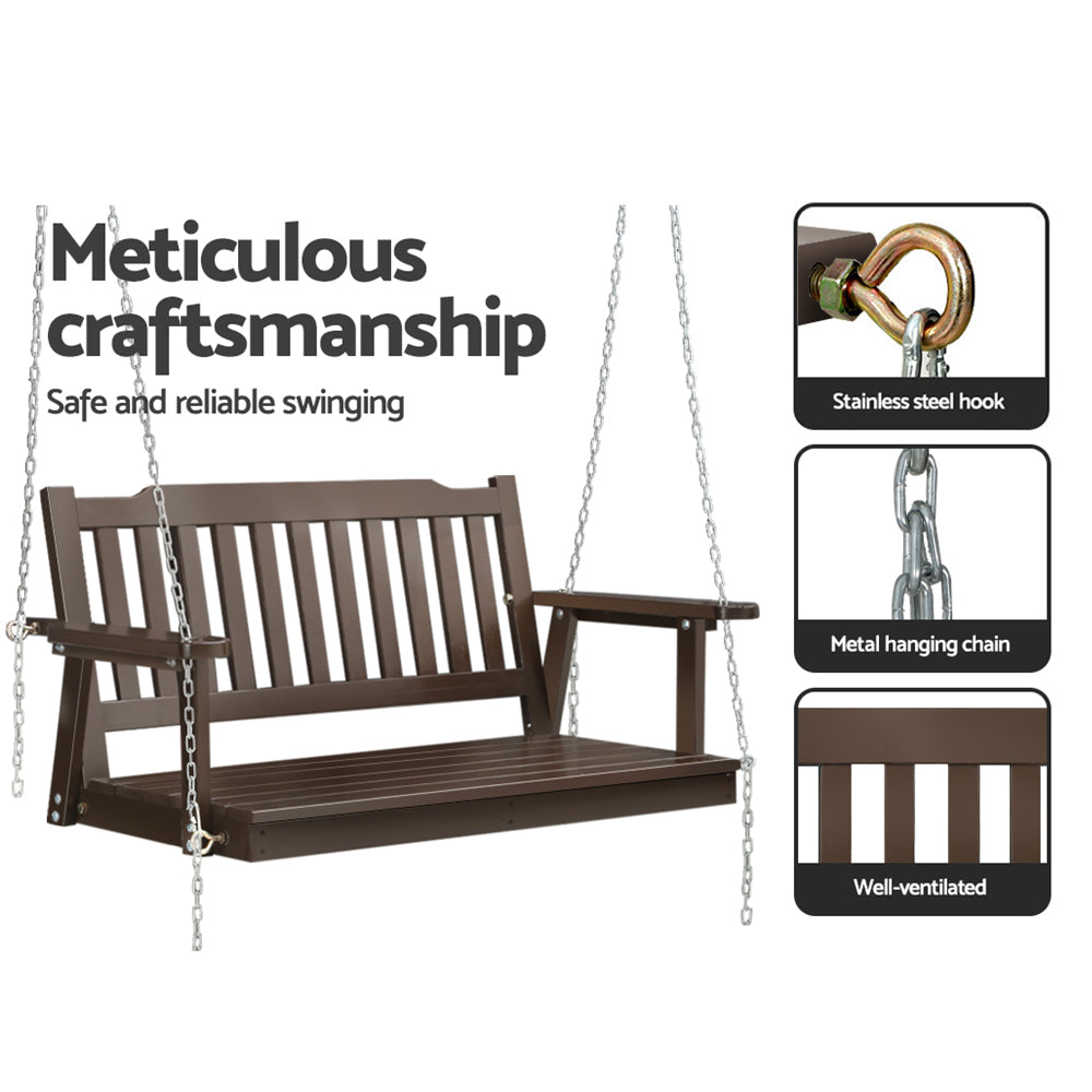 Gardeon 2-Seater Wooden Porch Swing Chair Brown