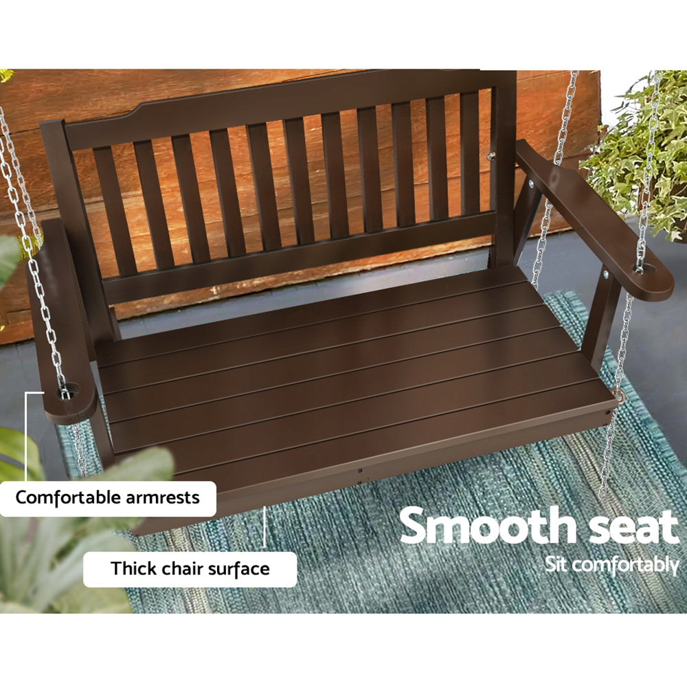Gardeon 2-Seater Wooden Porch Swing Chair Brown