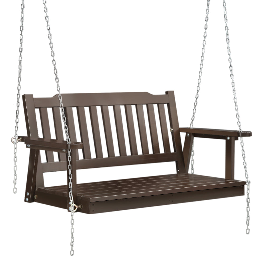 Gardeon 2-Seater Wooden Porch Swing Chair Brown