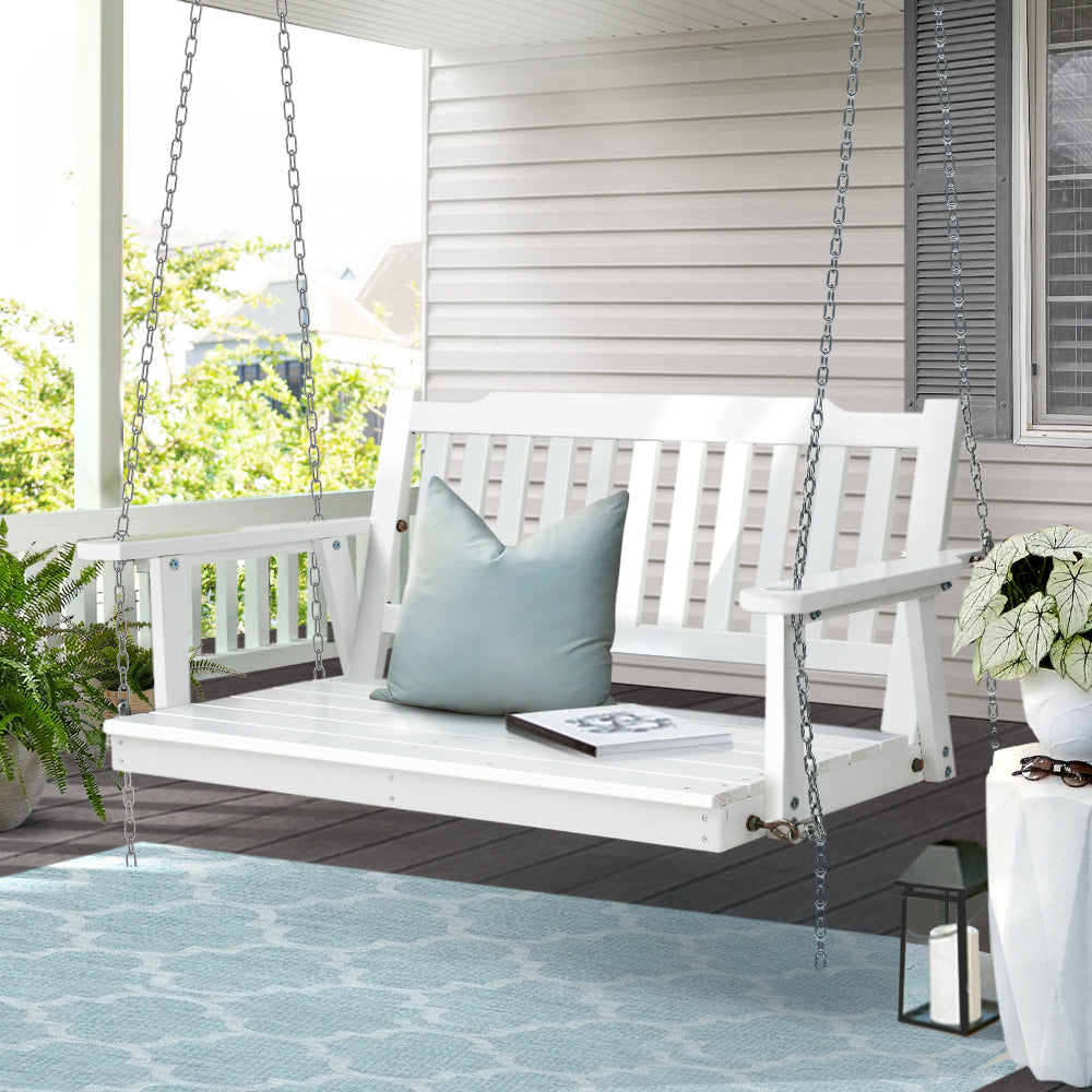 Gardeon 2-Seater Wooden Porch Swing Chair Outdoor White