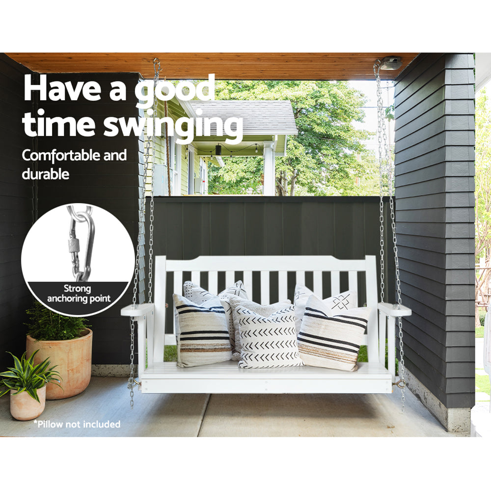Gardeon 2-Seater Wooden Porch Swing Chair White