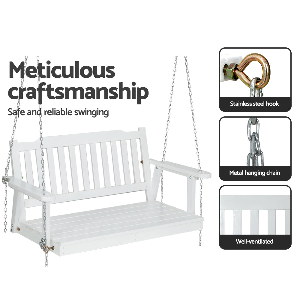 Gardeon 2-Seater Wooden Porch Swing Chair White