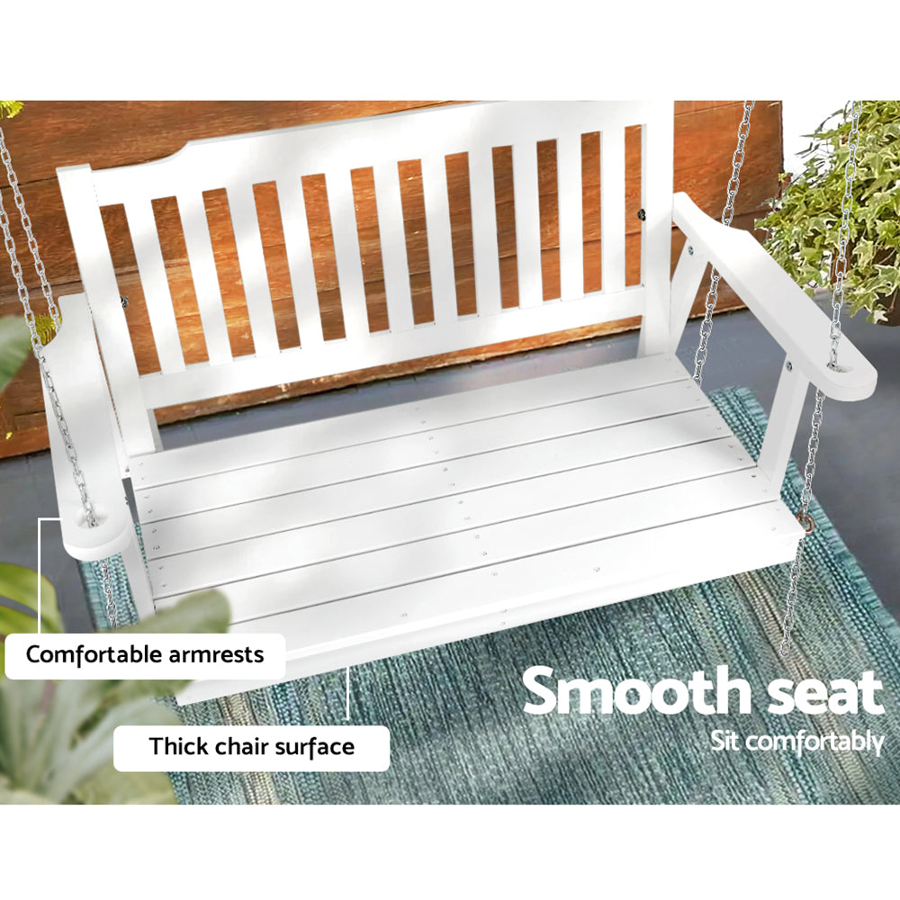 Gardeon 2-Seater Wooden Porch Swing Chair White