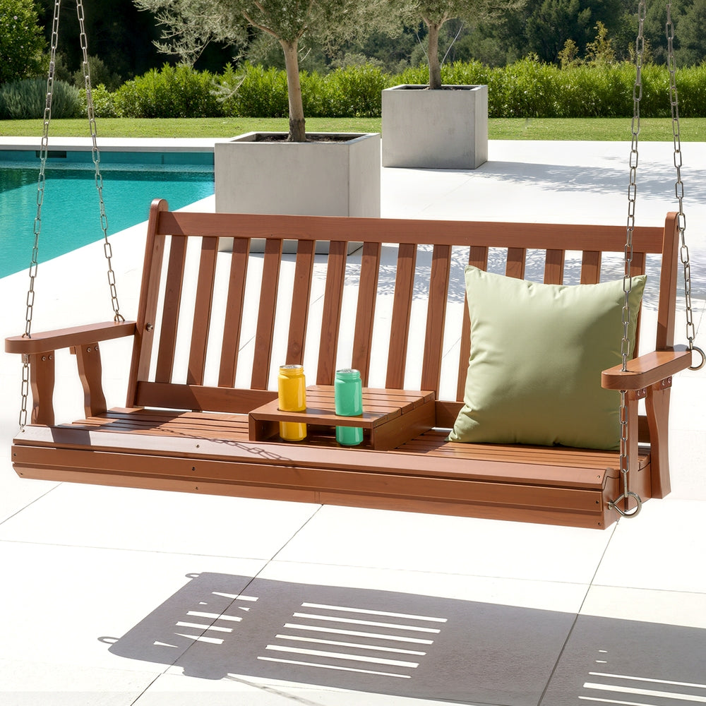 Gardeon Outdoor Swing Chair Wooden 2 Seater Patio Bench