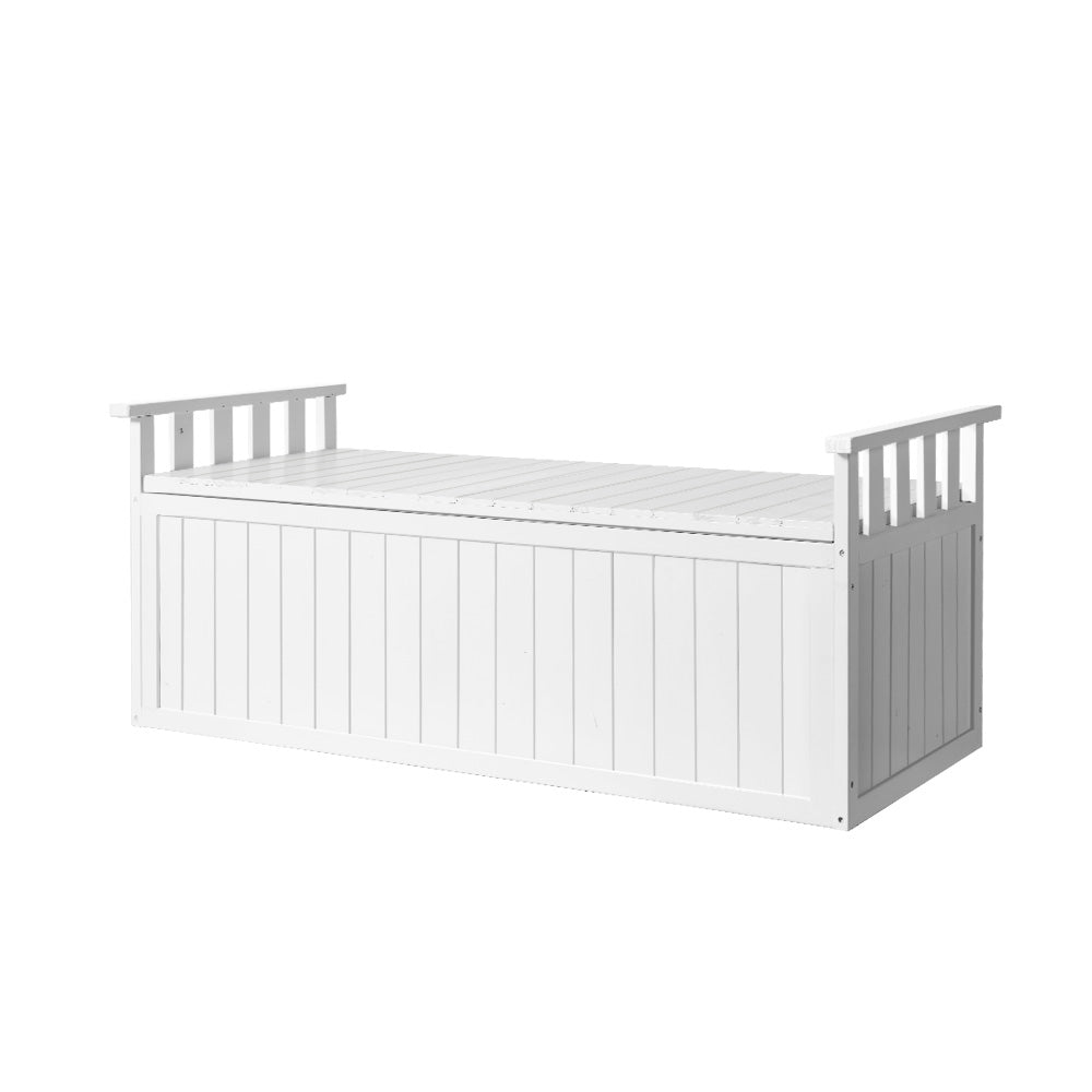 Gardeon Outdoor Wooden Storage Bench Box 200L White