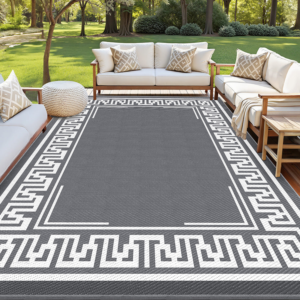 Gardeon Outdoor Rug 274x366cm Reversible Greek Key