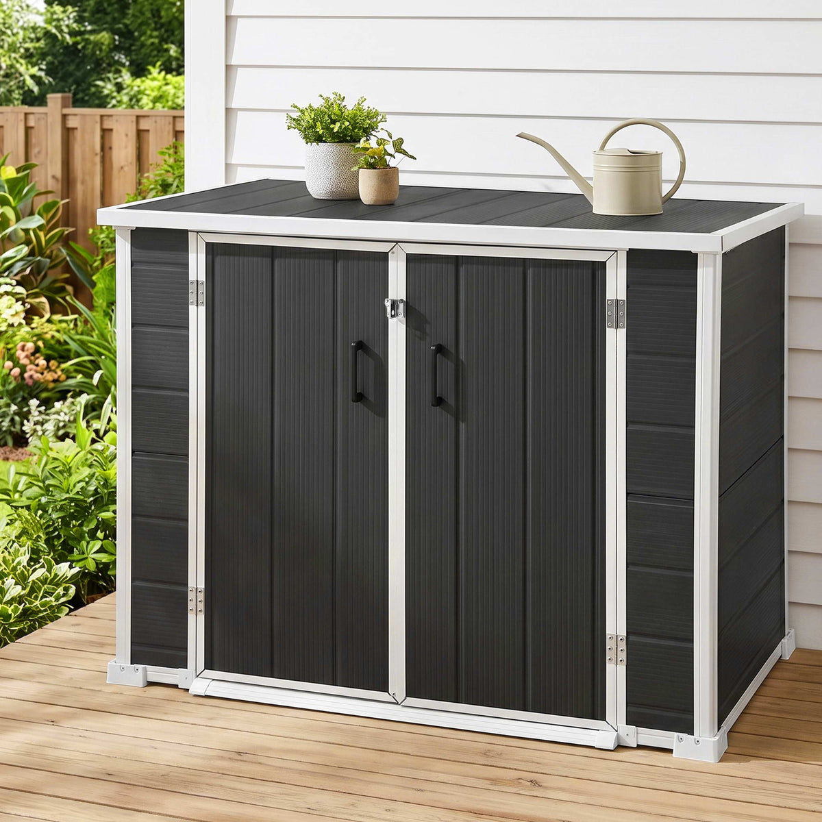 Gardeon 1070L Outdoor Storage Box Garden Shed Lockable Cabinet Tool Organizer Dark Grey