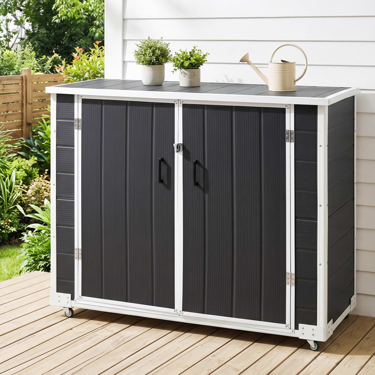 Gardeon Outdoor Storage Box 1164L Garden Shed 5 Wheels Lockable Cabinet Tool Organizer Dark Grey