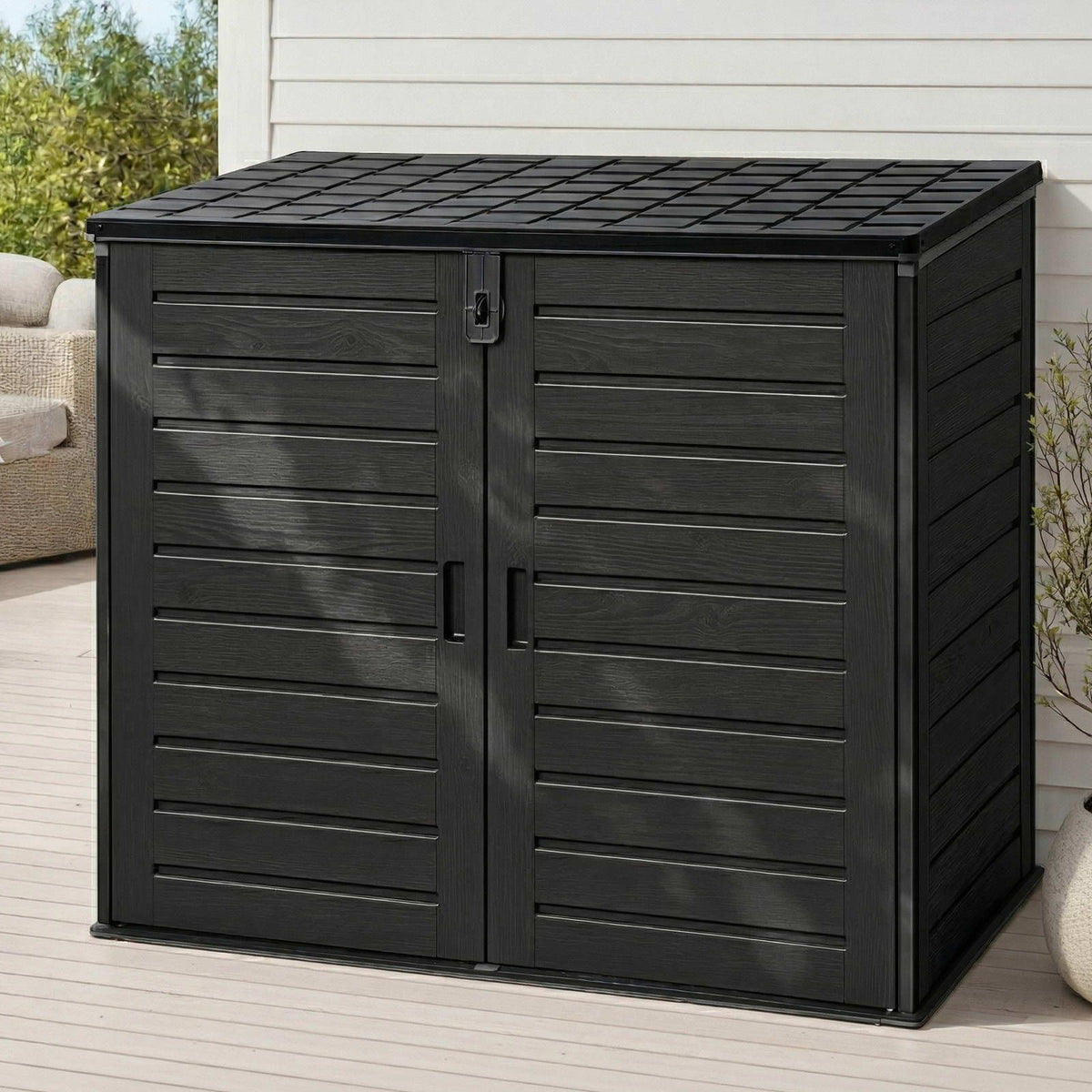 Gardeon Outdoor Storage Box 1170L Lockable Shed Black