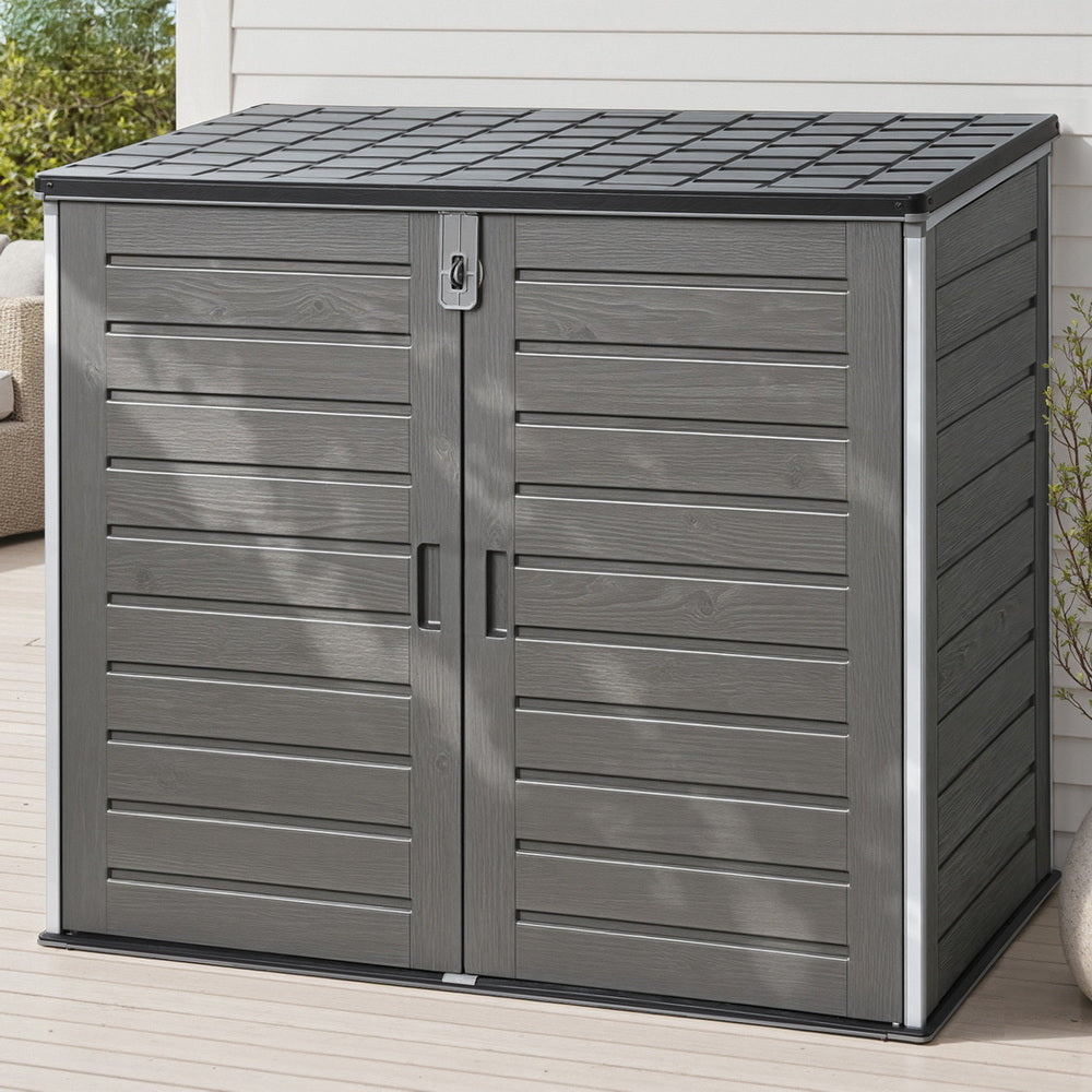 Gardeon Outdoor Storage Box 1170L Lockable Shed Grey
