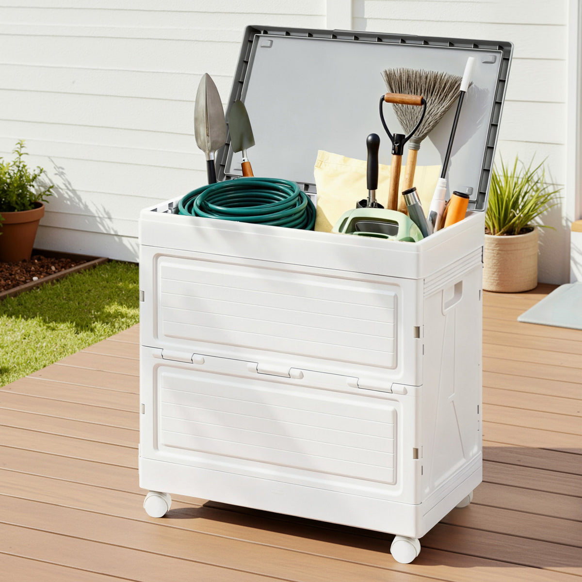Gardeon 159L Outdoor Storage Box Foldable with Wheels