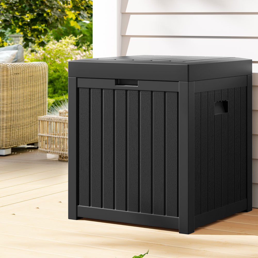 Gardeon Outdoor Storage Box with Bench 195L Black