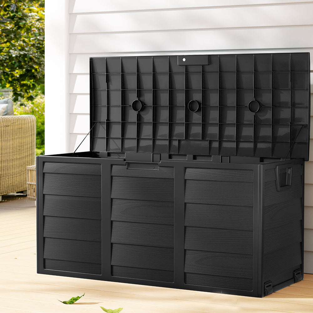 Gardeon 290L Outdoor Storage Box Lockable Black