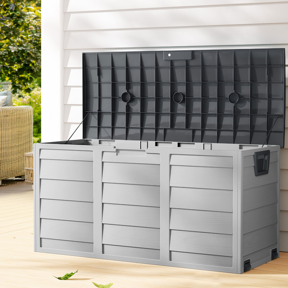Gardeon Outdoor Storage Box 290L Lockable Garden Organiser Grey