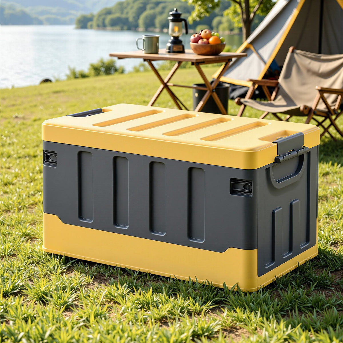 Gardeon Collapsible Storage Box 60L Stackable Folding Yellow
