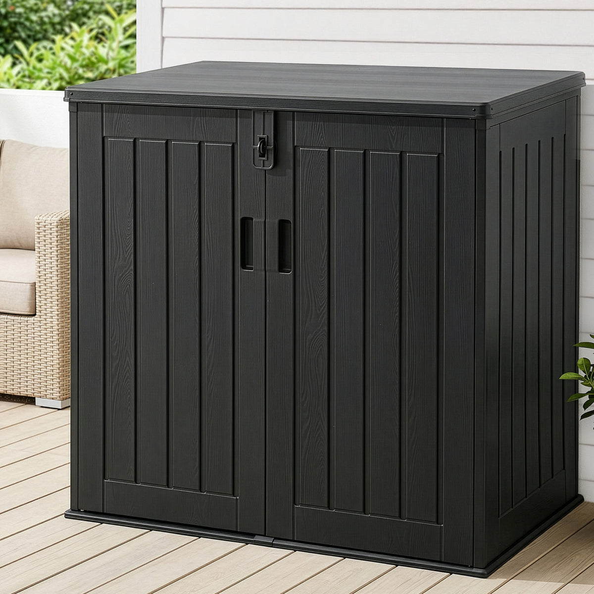 Gardeon Outdoor Storage Box 775L Lockable Shed Black